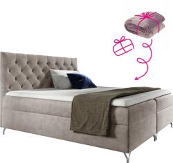 TEMPO KONDELA Boxspring ágy, 160x200, szürkésbézs Taupe Velvet szövet, GULIETTE + ajándék