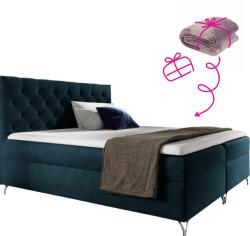 TEMPO KONDELA Boxspring ágy, 160x200, sötétkék Velvet szövet, GULIETTE + ajándék