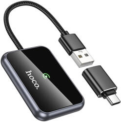 hoco. HU1 vezeték nélküli CarPlay adapter USB A / USB C, fekete