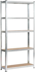 Fancy Garden Garázs Fém Polcrendszer Acél/MDF Ezüst 5-Polcos (AKO-REGMET9030180SRE)