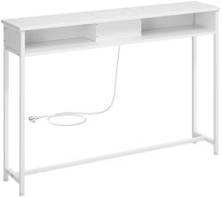 VASAGLE Keskeny konzolasztal, beépített elosztóval, fehér 25x120x81cm (LNT111W01)