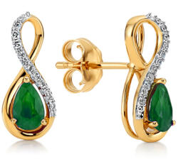  Smaragd fülbevaló 0, 39 ct Elle gyémántokkal, sárga arany KU1489