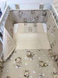  3 részes pamut/minky baba ágynemű szett - Mogyoró bézs zsiráf