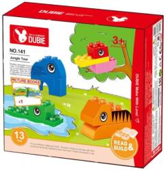 WANGE - DUBIE piacvezető építőjátékokkal kompatibilis szett kicsiknek - Dzsungel túra + képeskönyv