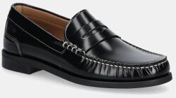 BOSS bőr mokaszin Lycia fekete, lapos talpú, 50548570 - fekete Női 41