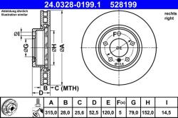 ATE Disc frana PowerDisc BMW Seria 3 E36 ATE 24.0328-0199.1 (24.0328-0199.1)