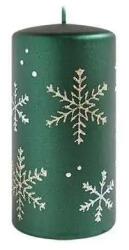 ARTMAN Karácsonyi henger gyertya - 14x7 cm - zöld ezüst hópihés (IMO-CHH-BC8465-SW)