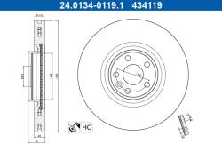 ATE Disc frana Land Rover Discovery, Jaguar E-Pace ATE 24.0134-0119.1 (24.0134-0119.1)