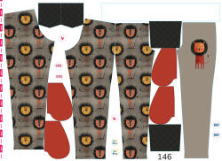 Takoy Panel szabásmintával 146 softshell nadrágra boldog oroszlán