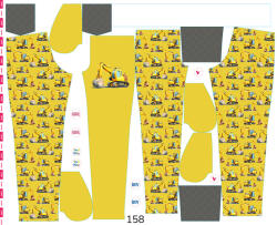 Takoy Panel szabásmintával 158 softshell nadrágra kotrógépek sárga