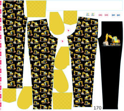 Takoy Panel szabásmintával 170 softshell nadrágra kotrógépek fekete