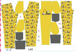 Takoy Panel szabásmintával 140 softshell nadrágra kotrógépek sárga