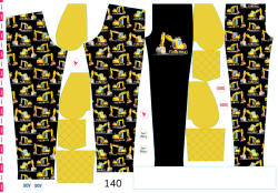 Takoy Panel szabásmintával 140 softshell nadrágra kotrógépek fekete