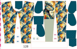 Takoy Panel szabásmintával 128 softshell nadrágra geometriai godzilla