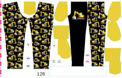 Takoy Panel szabásmintával 128 softshell nadrágra kotrógépek fekete