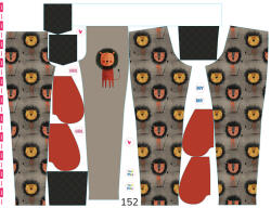 Takoy Panel szabásmintával 152 softshell nadrágra boldog oroszlán