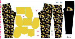 Takoy Panel szabásmintával 110 softshell nadrágra kotrógépek fekete