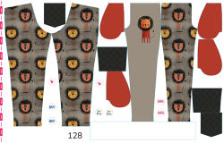 Takoy Panel szabásmintával 128 softshell nadrágra boldog oroszlán