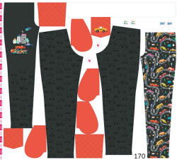 Takoy Panel szabásmintával 170 softshell nadrágra színes autók