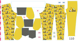 Takoy Panel szabásmintával 110 softshell nadrágra kotrógépek sárga