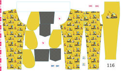 Takoy Panel szabásmintával 116 softshell nadrágra kotrógépek sárga