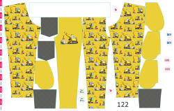 Takoy Panel szabásmintával 122 softshell nadrágra kotrógépek sárga