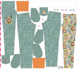 Takoy Panel szabásmintával 170 softshell nadrágra erdei állatok kalandjai sötét menta