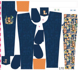 Takoy Panel szabásmintával 170 softshell nadrágra erdei állatok kalandjai sötétkék