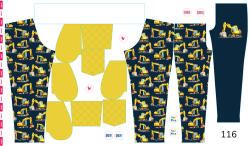 Takoy Panel szabásmintával 116 softshell nadrágra kotrógépek sötétkék