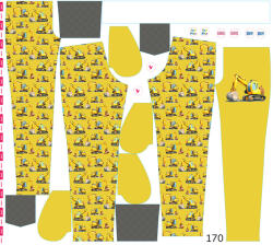 Takoy Panel szabásmintával 170 softshell nadrágra kotrógépek sárga