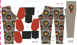 Takoy Panel szabásmintával 116 softshell nadrágra boldog oroszlán