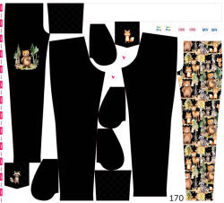 Takoy Panel szabásmintával 170 softshell nadrágra erdei állatok kalandjai fekete