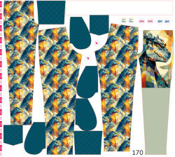 Takoy Panel szabásmintával 170 softshell nadrágra geometriai godzilla