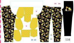 Takoy Panel szabásmintával 116 softshell nadrágra kotrógépek fekete