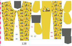 Takoy Panel szabásmintával 128 softshell nadrágra kotrógépek sárga