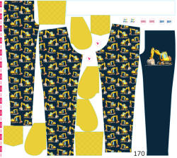 Takoy Panel szabásmintával 170 softshell nadrágra kotrógépek sötétkék