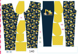 Takoy Panel szabásmintával 140 softshell nadrágra kotrógépek sötétkék