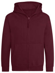 Just Hoods Gyerek cipzáras kapucnis pulóver AWJH050J, Burgundy-7/8 (awjh050jbu-7-8)