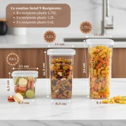 köken Set 7/9 Recipiente de depozitare alimente, etanșe, Koken cutie depozitare cu capac, plastic fără BPA, organizator alimente, rezistent rece/fierbinte, 0.6L, 1.2L, 1.75L, Transparente - koken - 89,00 RO