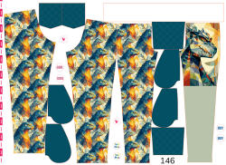 Takoy Panou cu croială 146 pentru pantaloni softshell godzila geometrică