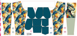 Takoy Panou cu croială 104 pentru pantaloni softshell godzila geometrică