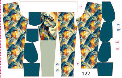 Takoy Panou cu croială 122 pentru pantaloni softshell godzila geometrică