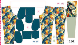 Takoy Panou cu croială 116 pentru pantaloni softshell godzila geometrică