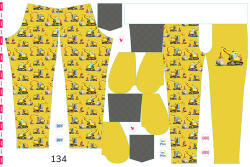 Takoy Panou cu croială 134 pentru pantaloni softshell escavator pe galben