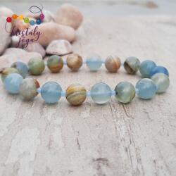 Kristály Jóga Shop Aragonit 8 mm-es karkötő, akvamarinnal