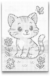  PontPöttyöző - Kiscica a réten Méret: 20x30cm, Keretezés: Keret nélkül (csak a vászon), Szín: Kék