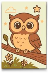 Festés számok szerint - Bagoly az ágon Méret: 20x30cm, Keretezés: Keret nélkül (csak a vászon)