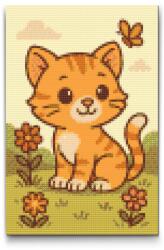  Gyémántszemes kirakó - Kiscica a réten Méret: 40x60cm, Keretezés: Keret nélkül (csak a vászon), Gyémántok: Négyzet alakú
