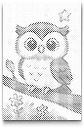  PontPöttyöző - Bagoly az ágon Méret: 20x30cm, Keretezés: Kartonlemezen, Szín: Piros
