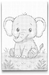  PontPöttyöző - Kiselefánt a réten Méret: 20x30cm, Keretezés: Kartonlemezen, Szín: Kék